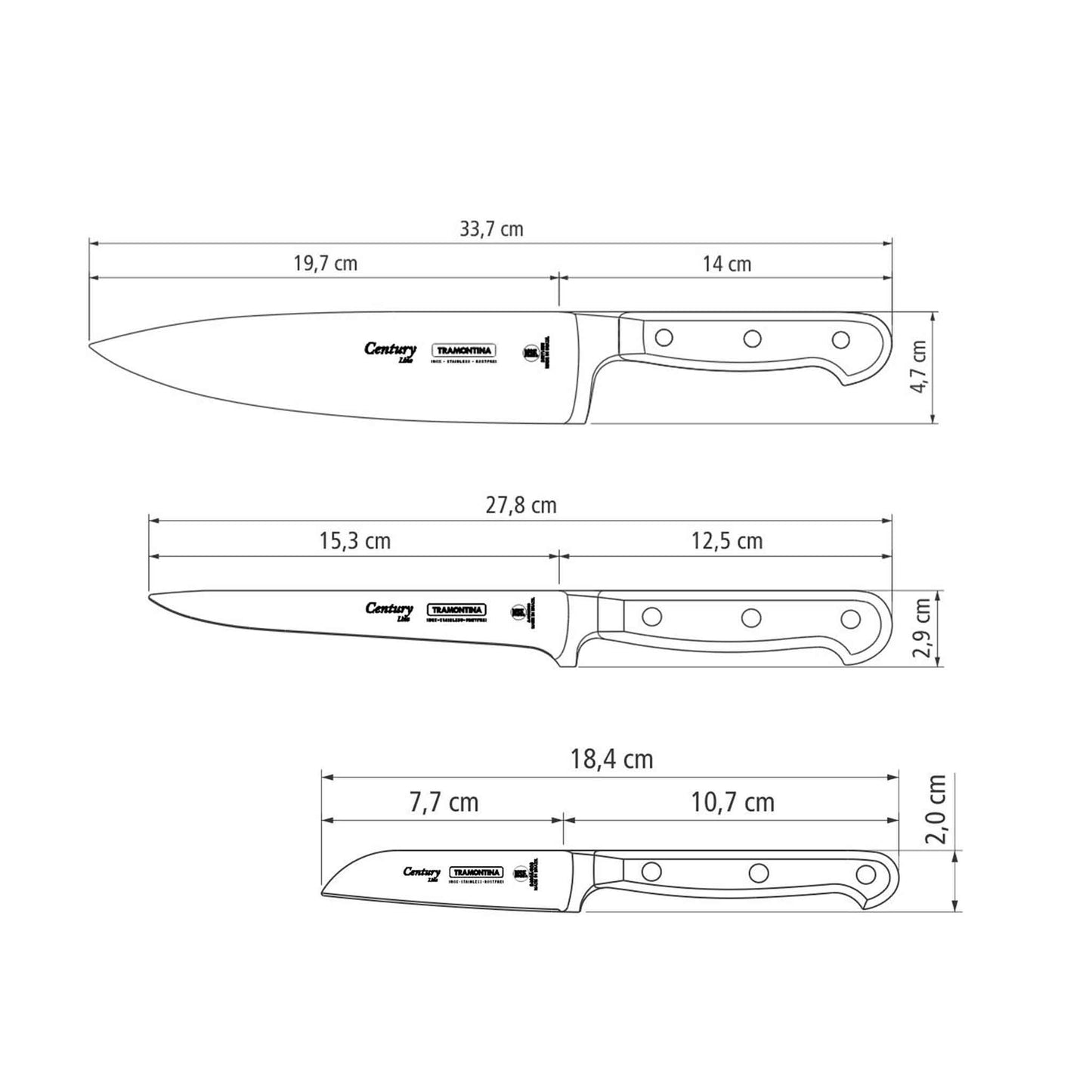 CENTURY Messerset 3-teilig