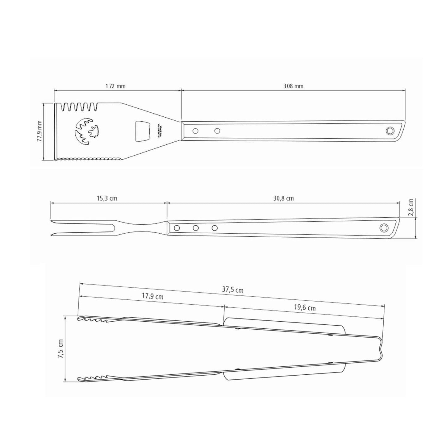 CHURRASCO Grillbesteck 3-teilig